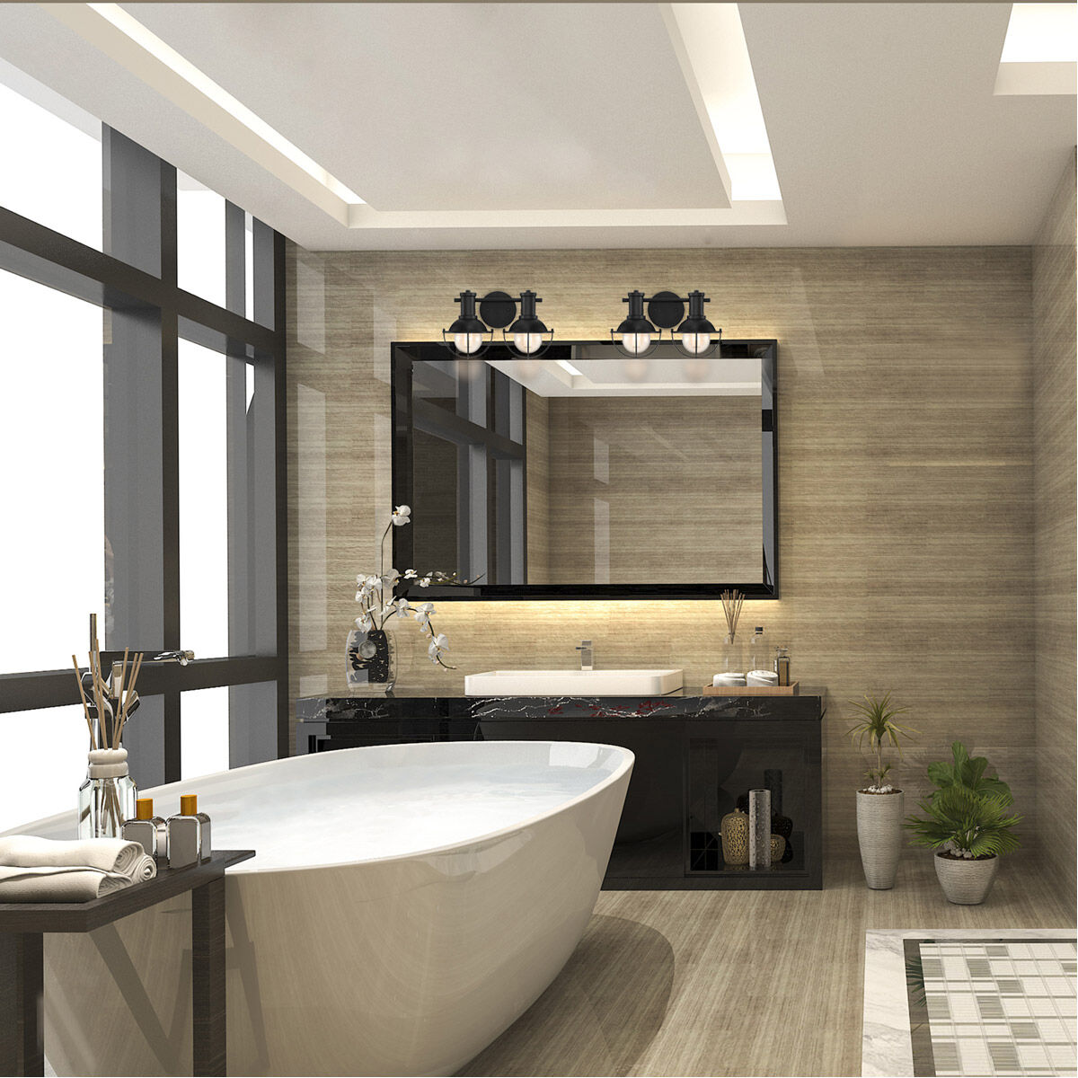 Dalton 2 Light 15 inch Matte Black Vanity Light Wall Light